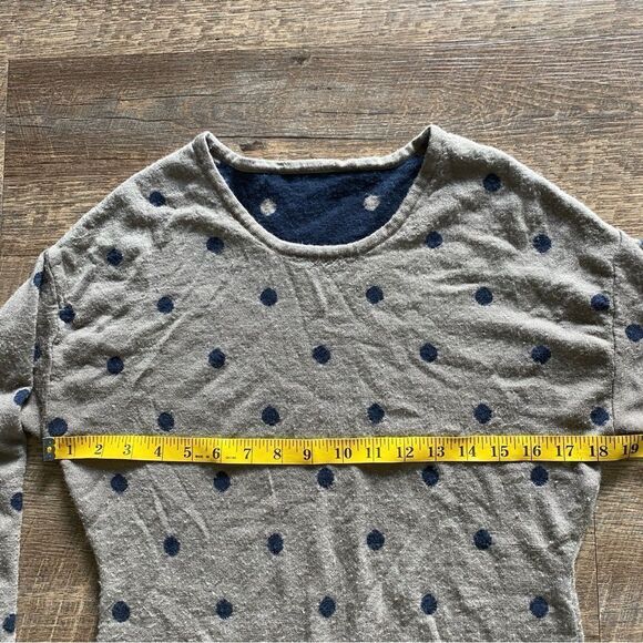 Sweater Dress Reversible Navy Taupe Brown Dot Large Soft Stretch - Picture 6 of 8